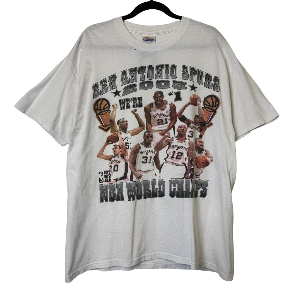 Vintage 2003 San Antonio Spurs NBA Championship Shirt Size L Basketball White